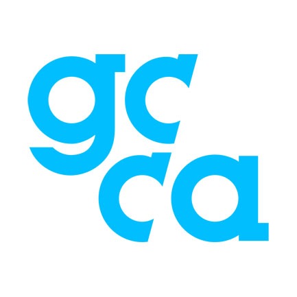 GCCA logo in white font