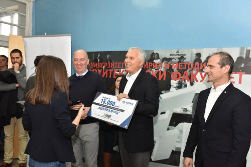 Student contest award ceremony for the visual improvement of industrial buildings, TITAN Usje